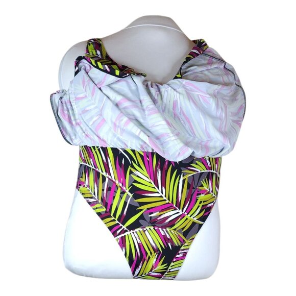 D&Co Beach Tropical Print Swim Dress Slimming With Built-In Bra Size 14 - Picture 13 of 16